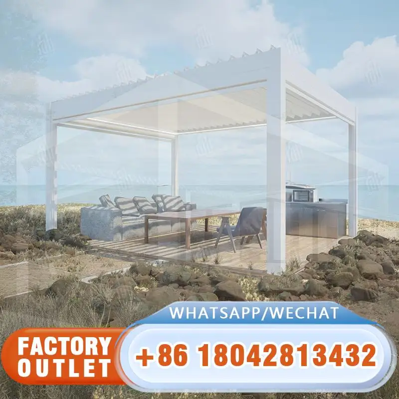 

Навес наклонной крыши с жалюзи 8x8 для открытого сада, патио, Европа, беседка