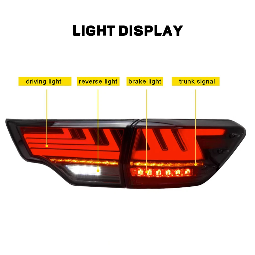 Led Taillights For  Highlander 2016-2020 With Dynamic Start-up Animation Car Led Back Tail Lamp Assembly