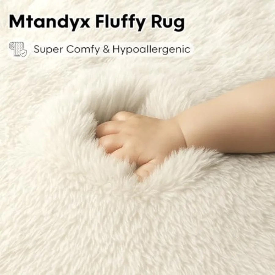 8x10 Area Rugs Living Room Cream White Large Plush Fluffy Bedroom Carpet NonSlip Upgraded Indoor Thick Soft Rug Modern Plush Ca