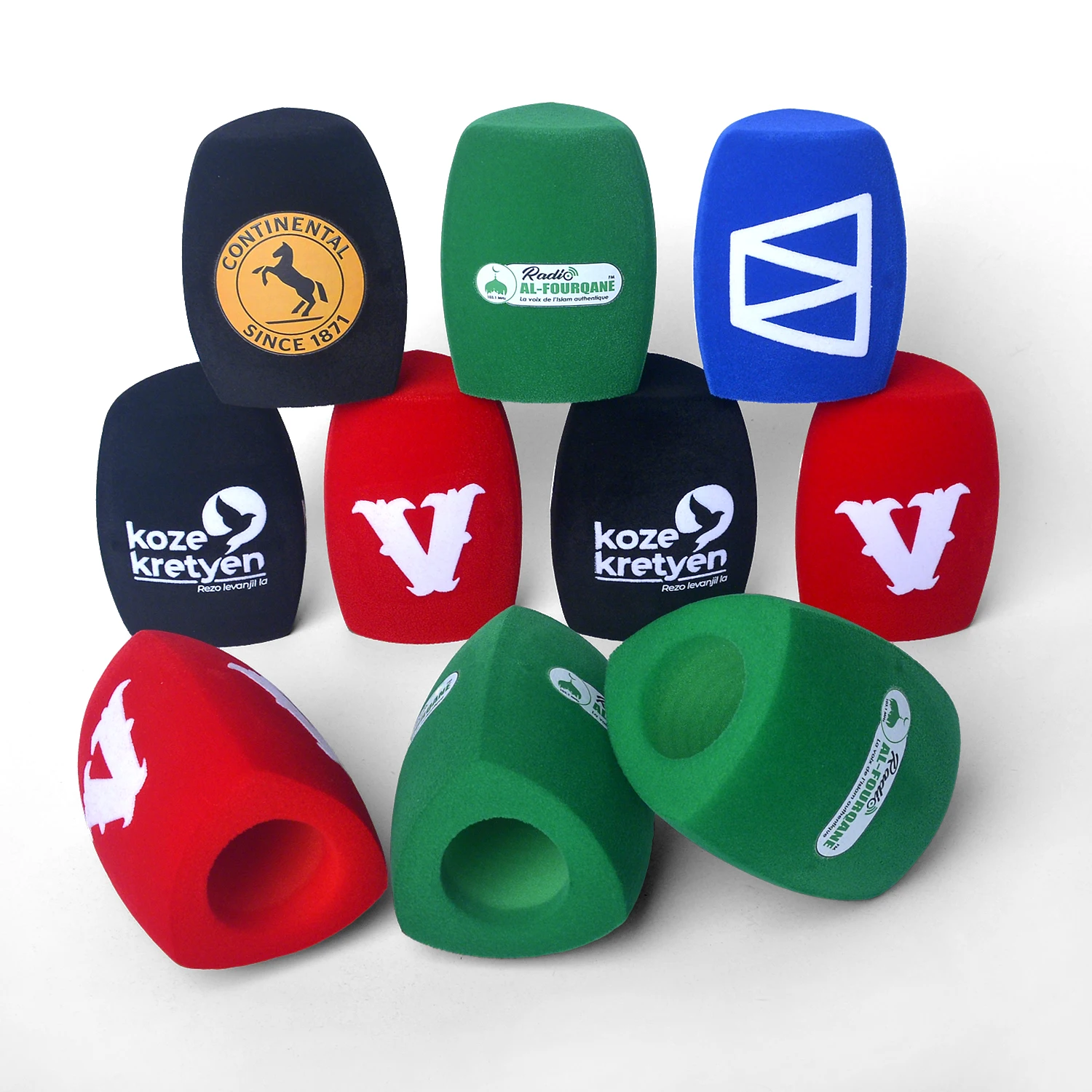 Custom logo printed square foam Flocking microphone Sponge foam logo windshield video mic windscree TV Stations Interview