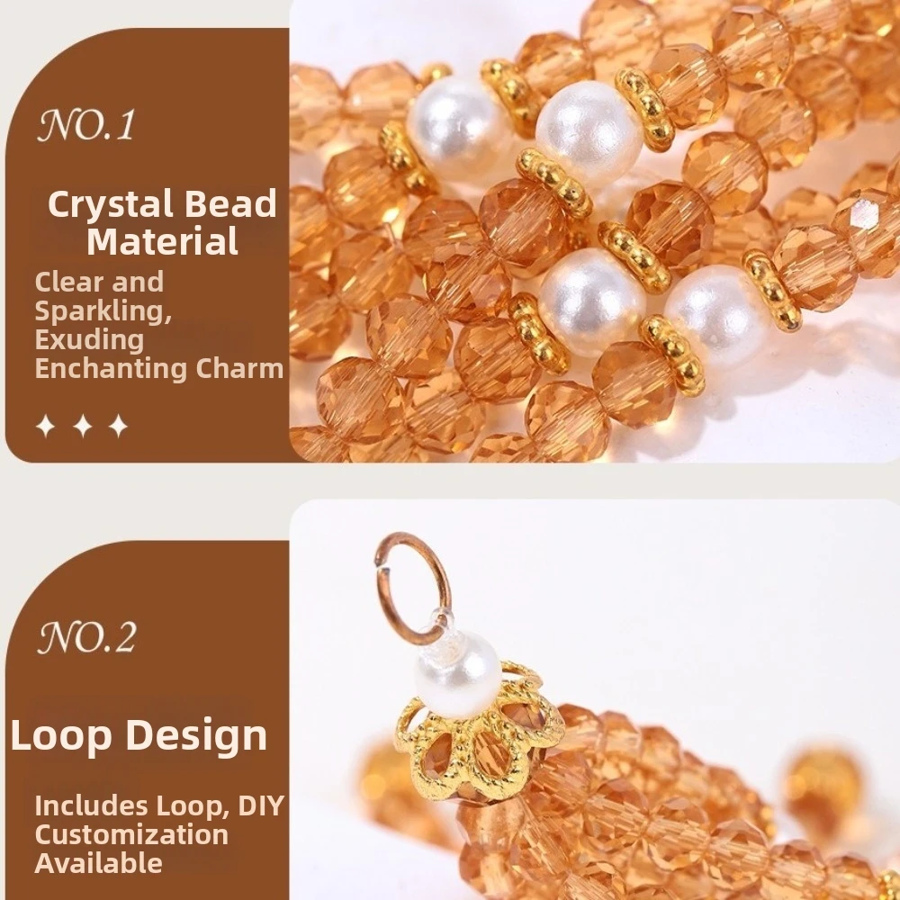 Medium Length Crystal Bead Tassel Handmade Multi-Color DIY Jewelry Accessories Rice Bead Bead Fringe Tassel