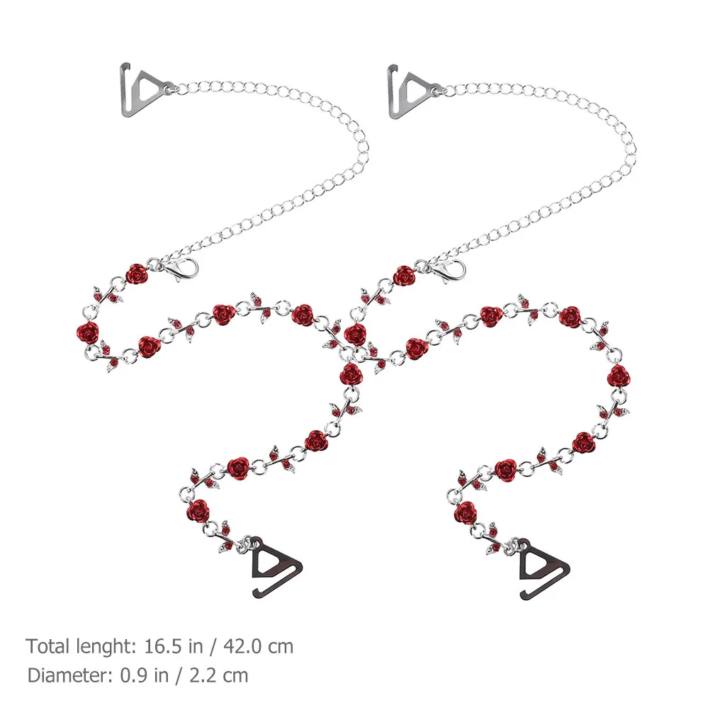 1Pair Rhinestone Rose Design Bra Straps Women Stretch Comfortable Adjustable Non-Slip Shoulder Strap for All Underwear Types - view 5
