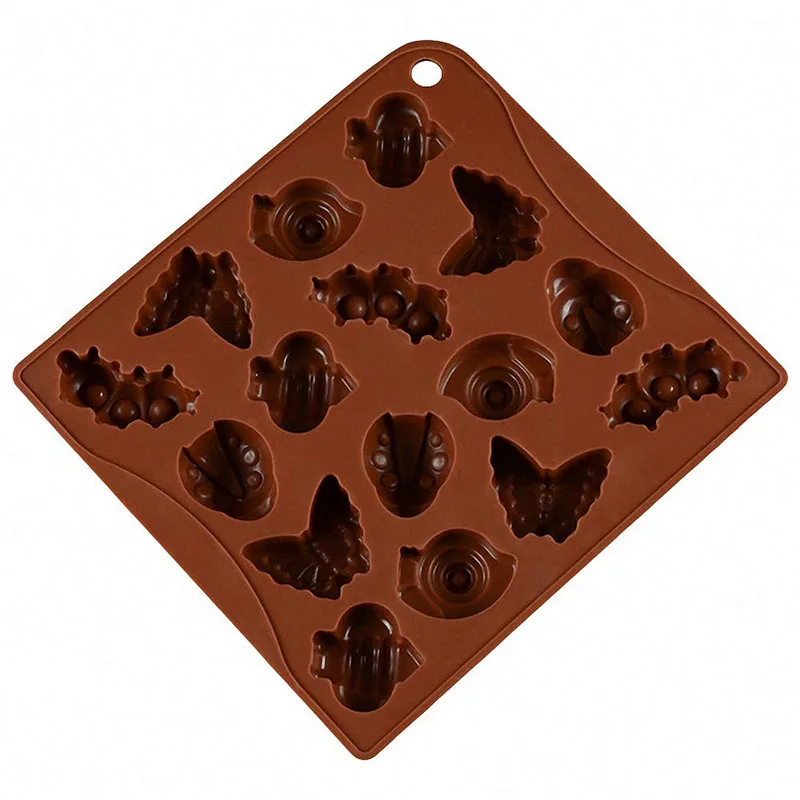 16 Cavity Insect Silicone Molds Butterfly Snail Ladybug Bee Bug Chocolate Candy Mould Insects Mini Soap Mould Ice Cube Tray