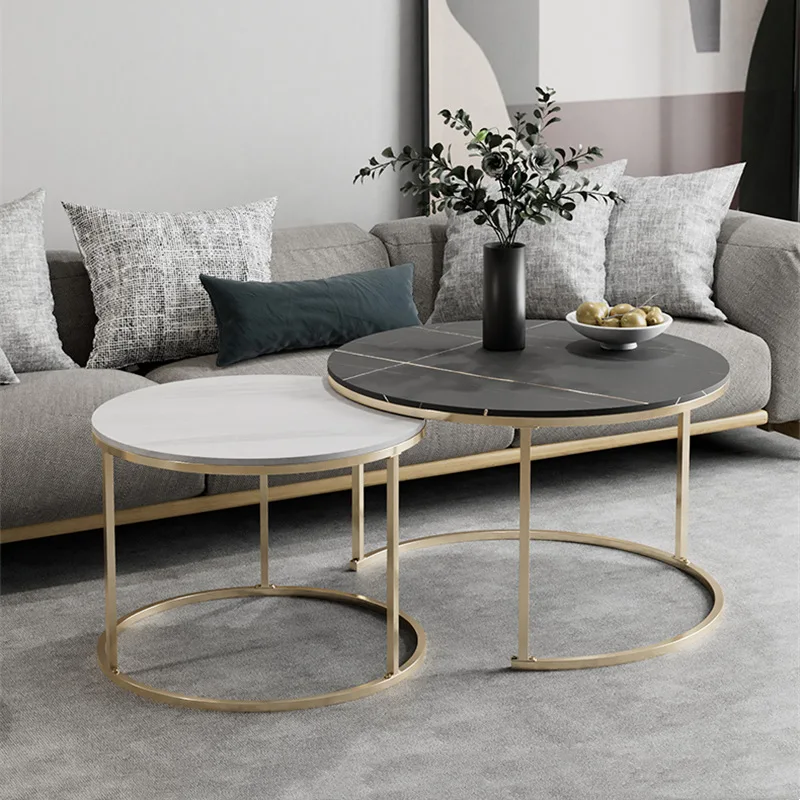 

Nordic Round Coffee Table Modern Gold Books Computer Dressing Table Couch Luxury Furniture Table Basse Living Room Furniture Ins