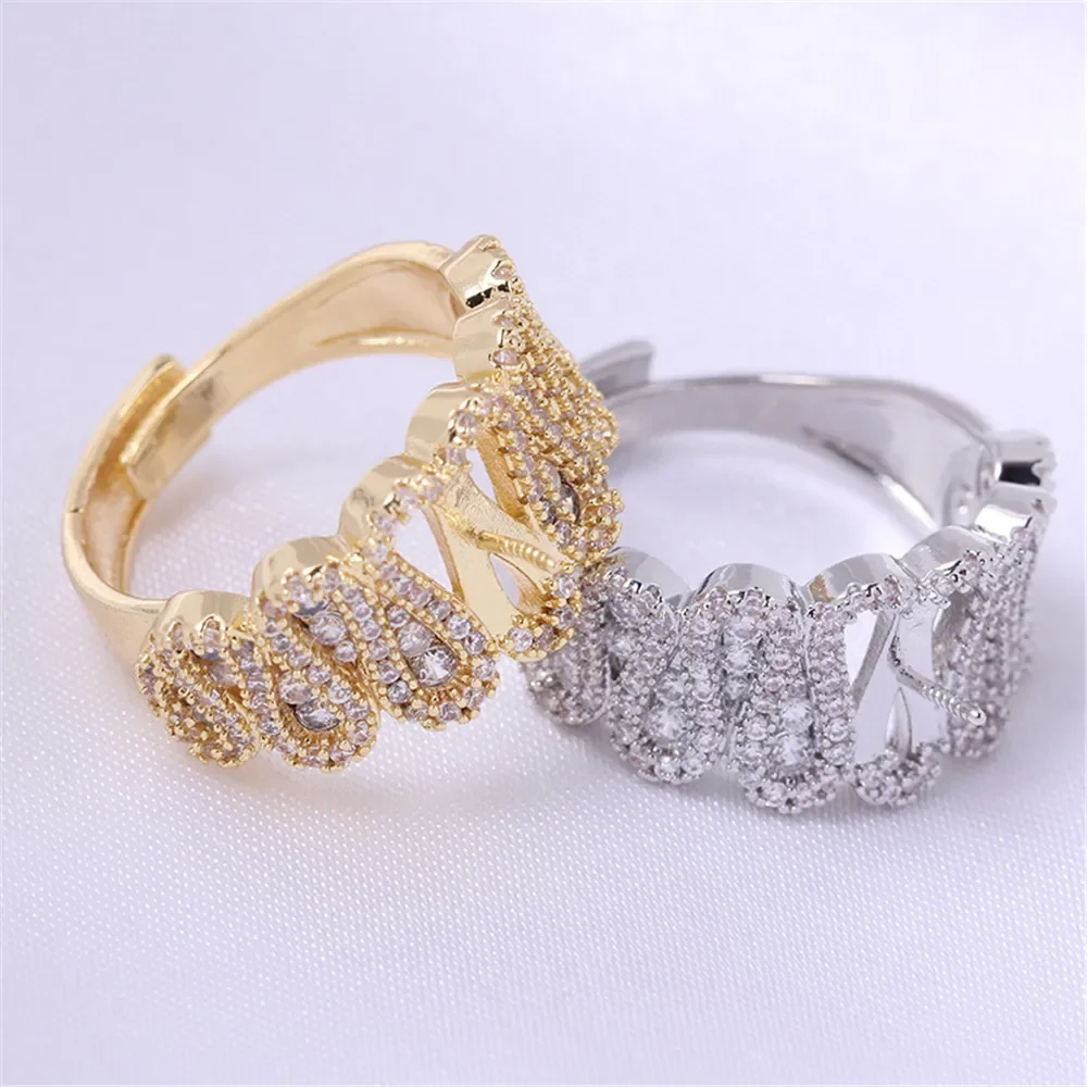 

19 Style Pearl Ring Empty Set Domestic 14K Gold Opening Ring Simple Fashion Ring Set Zircon Temperament Handmade DIY Accessories