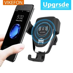VIKEFON Wireless Car Charger Air Vent Car Phone Holder Mount Fast Charging Stand For IPhone 15 14 13 12 11 Pro Max Samsung