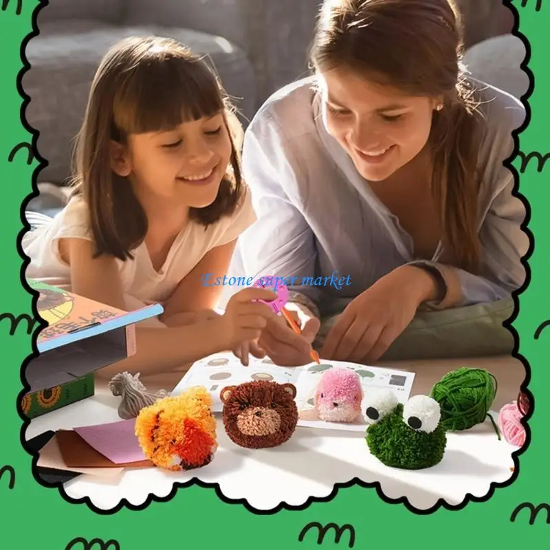 090B Naald Borduren Starter Pompoms voor Kinderen en Volwassenen Beginner Pluis Pom Pom DIY Gereedschap Grappige