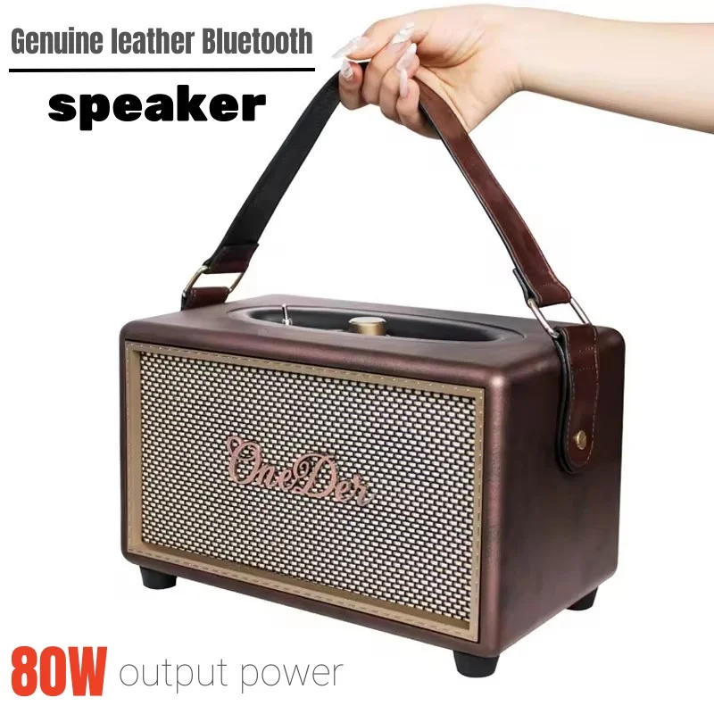 Беспроводная книжная полка 80 Вт, бас-бумбокс из натуральной кожи, HIFI Caixa De Som, Bluetooth-колонки, уличная коробка для вечеринок, портативный домашний кинотеатр