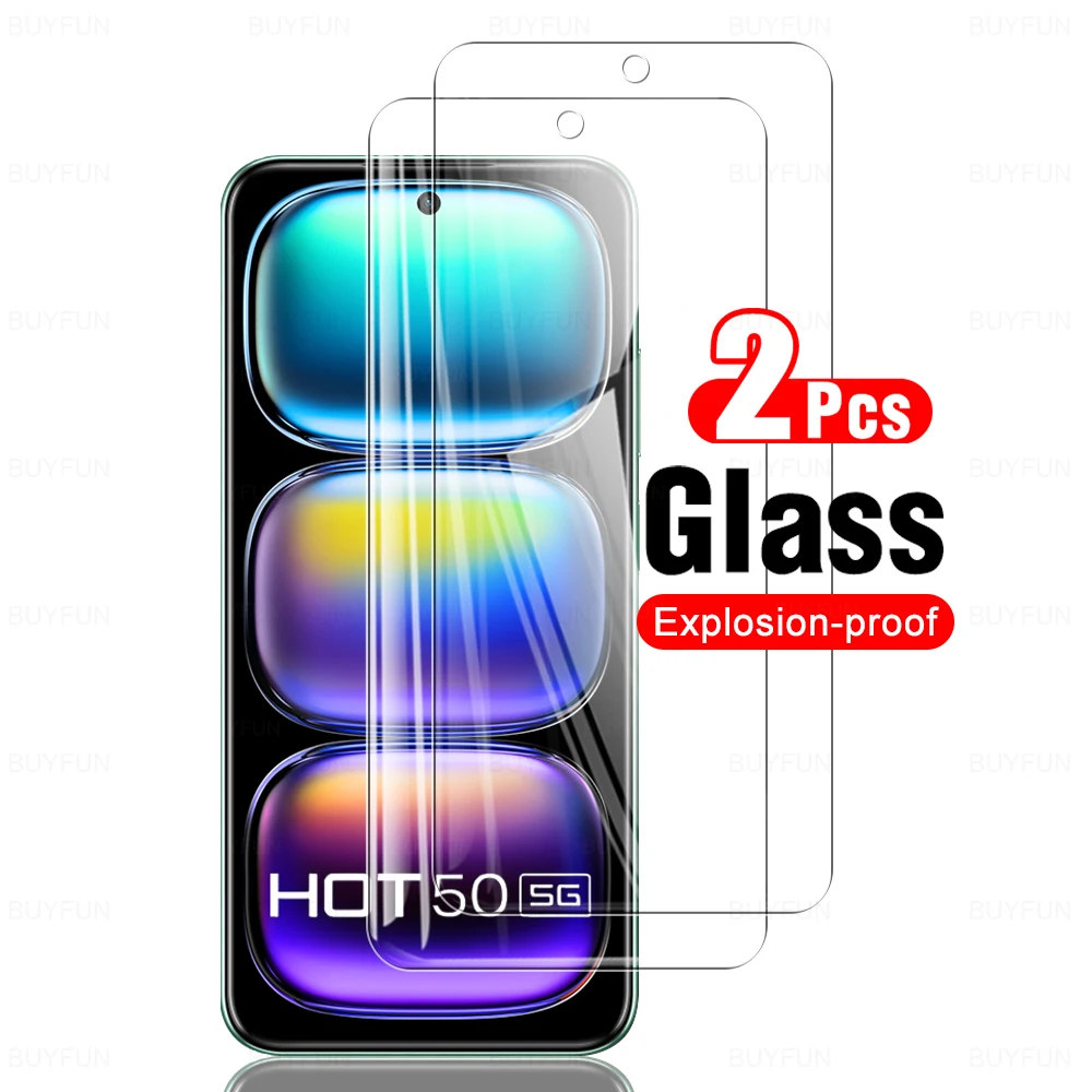 2Pcs HD Glass For Infinix Hot 50 5G 2024 Clear Tempered Protective Film 50i Infini Hot50 Pro 4G 50Pro Hot50pro Screen Protector