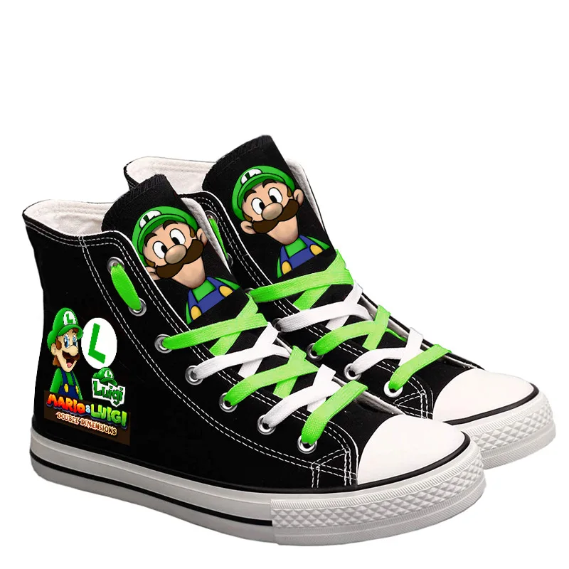 Super Marios Bros High-top scarpe di tela uomo donna moda Sneaker studente Streetwear Mario Luigi Cosplay Vulcanize scarpe regalo