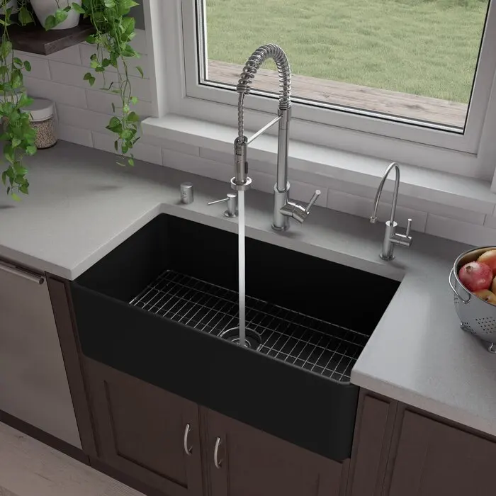 36 inch Matte Black Fireclay Farmhouse Kitchen Sink North America Ceramic Sink