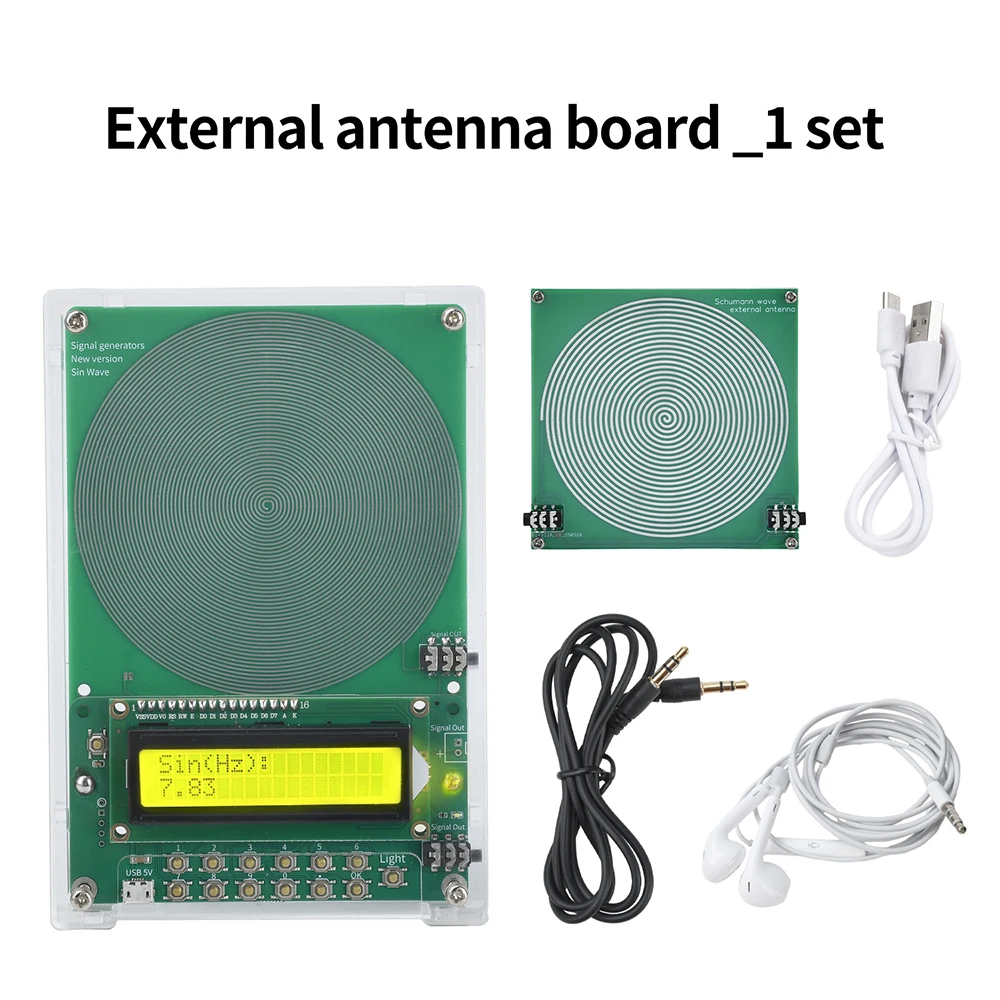 Gerador de onda schumann de frequência ajustável, 0.1hz-99999hz, gerador de sinal de onda senoidal com placa de antena externa, ressonato de áudio