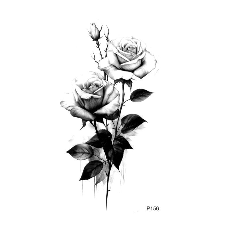 White Rose Flower Waterproof Temporary Tattoos Men Henna Tatoo Sticker Faux Tatouage Temporaire Femme For Kids Flash Tattoo
