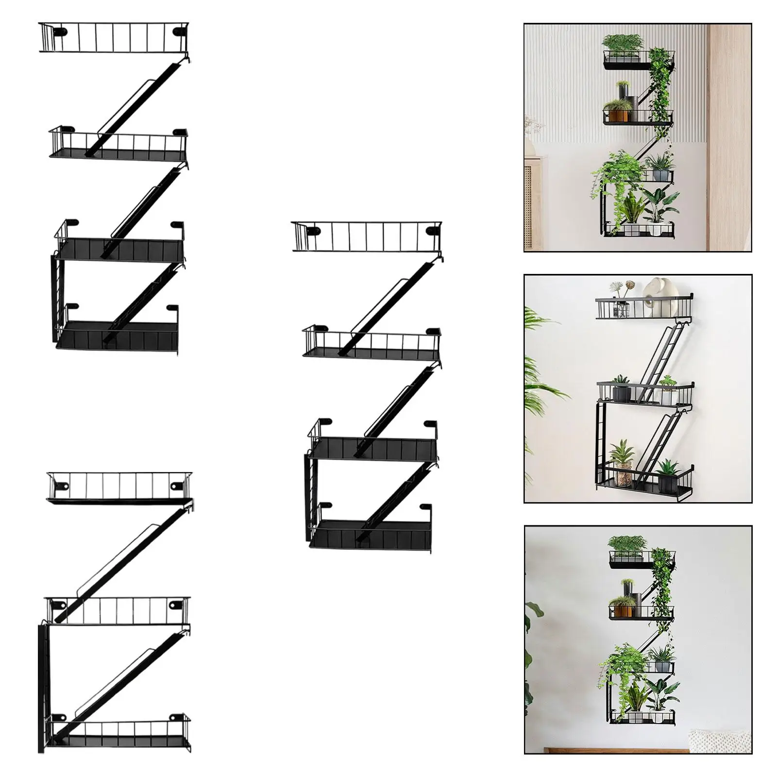 Wall Decorative Shelf Iron Art Fire Escape Ladder Floating Shelf Wall Mounted Organizer for Home