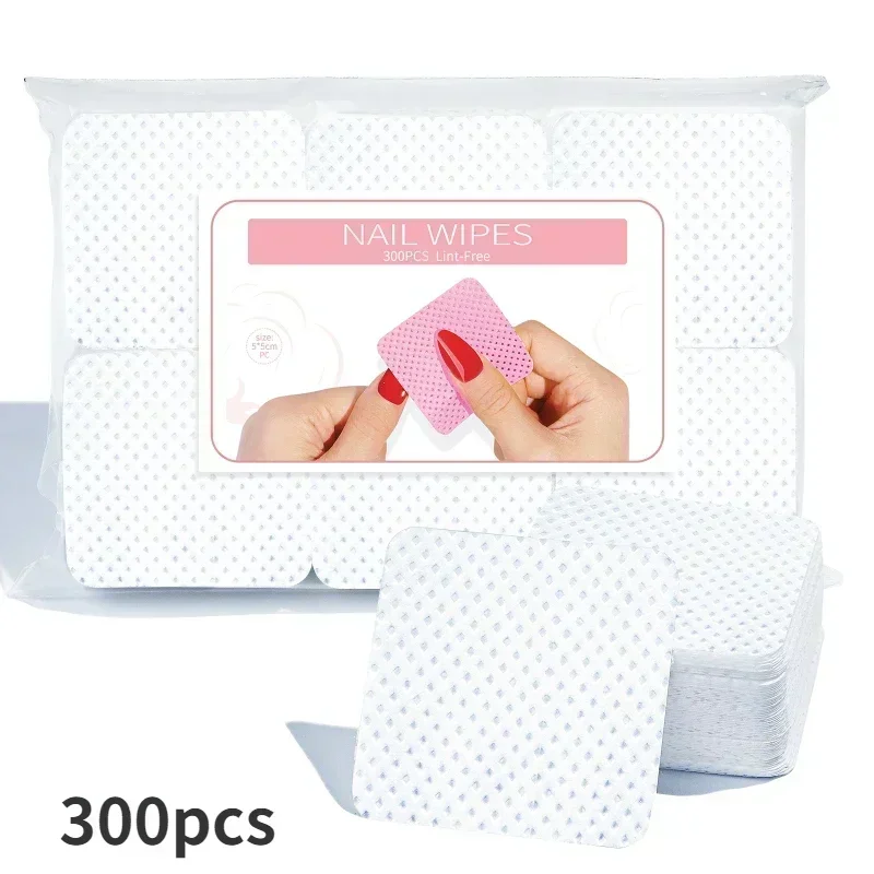 100-300pcs Lint Free Nail Wipes Nail Polish Remover Pads Absorbent Soft Nail Cleaning Wipes Cotton Sheet  Removal Manicure Tool