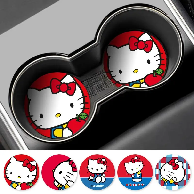 

Car Water Cup Pad Holders Non-slip Hello Kitty Rubber Mat for Bottle Holder Coaster Auto Interior Anti-skid Cup Holders