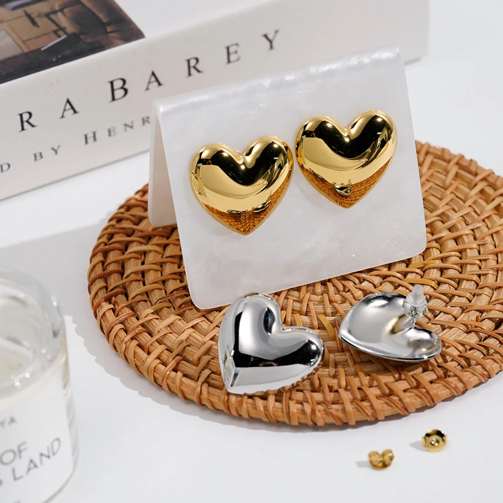 

ENFASHION Aretes Heart Stud Earrings For Women's Stainless steel 18K Gold Plated In Earings Fashion Dating Jewelry Gift E251665