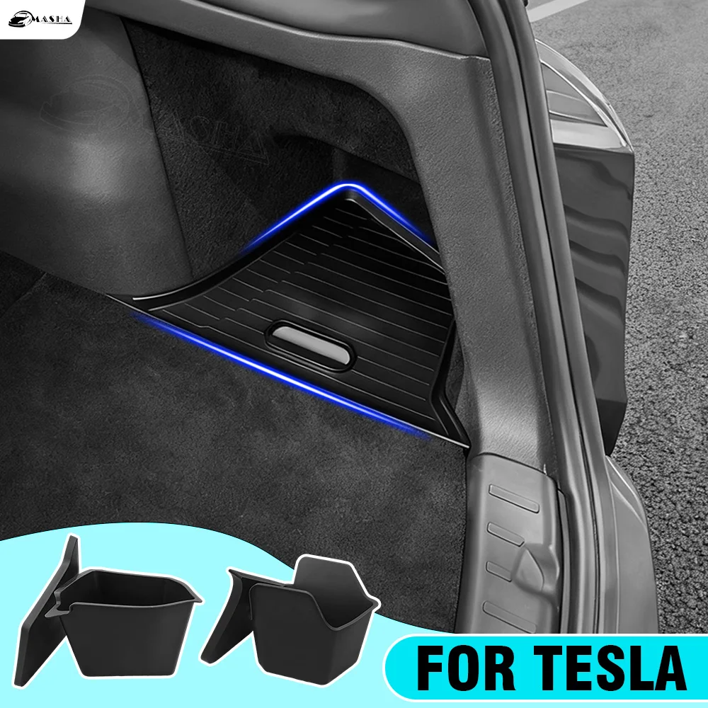 

2025 2026 Model Y Багажник для хранения Багажник-органайзер с крышкой Задний багажник Боковой ящик для хранения для Tesla Model Y Juniper Аксессуары