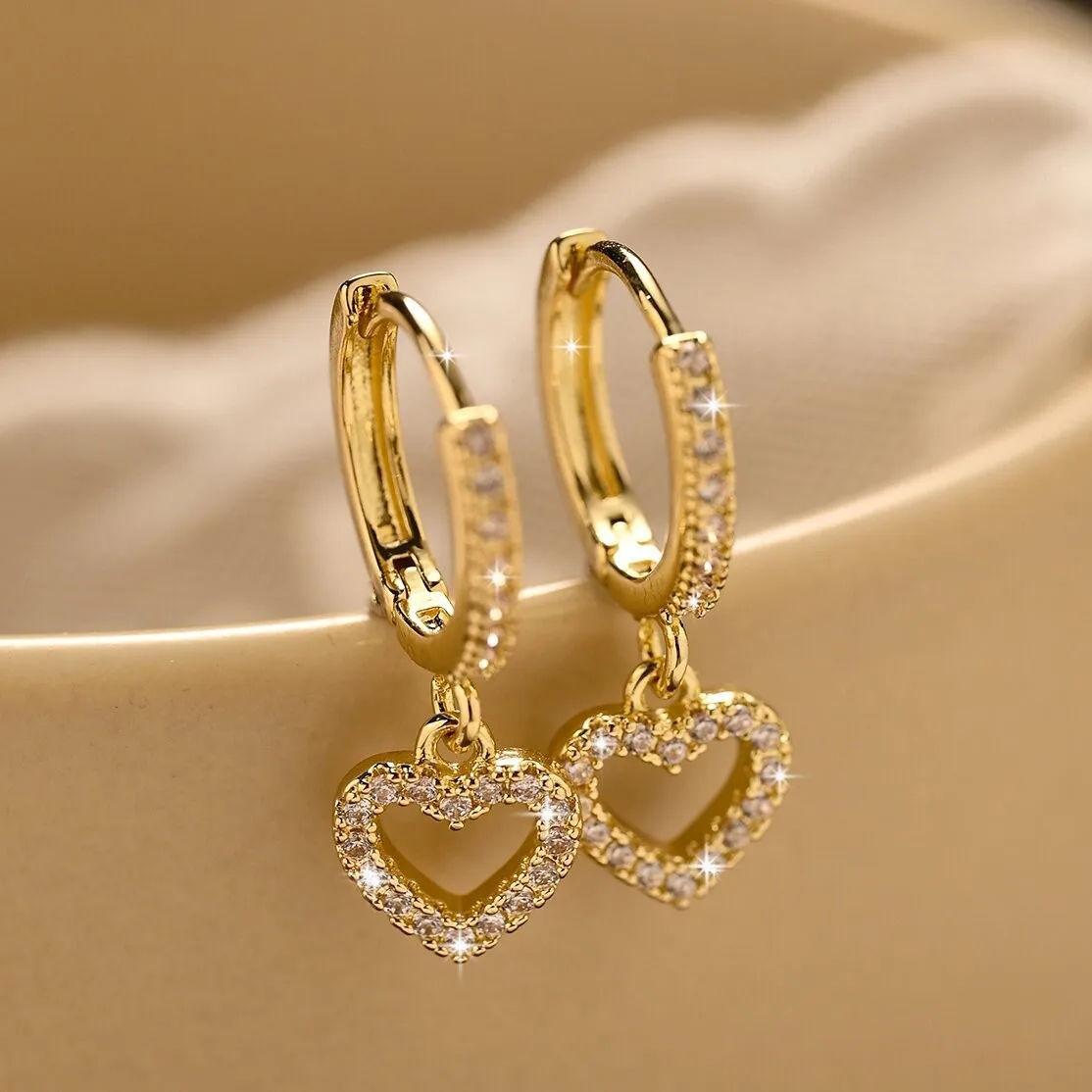 4PC Heart Crystal Huggie Earrings Set Women Fashion Flower Tragus Hoop Earring Helix Jewelry Cartilage Piercing Lobe Earing Bulk