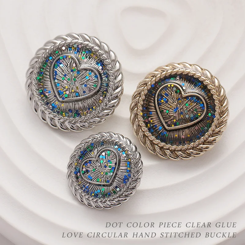 

LUXURY 5PCS/Lot Starry Sky Colored Metal Button Fashion Heart Circular Shape Vintage Style Decorate Buckles 18MM 23MM