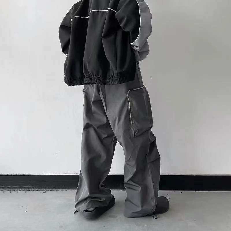 Black Baggy Cargo Pants Fashion Harajuku Straight Trousers Men's Y2K Vintage Baggy Casual Pocket Streetwear Hip Hop Korean Style