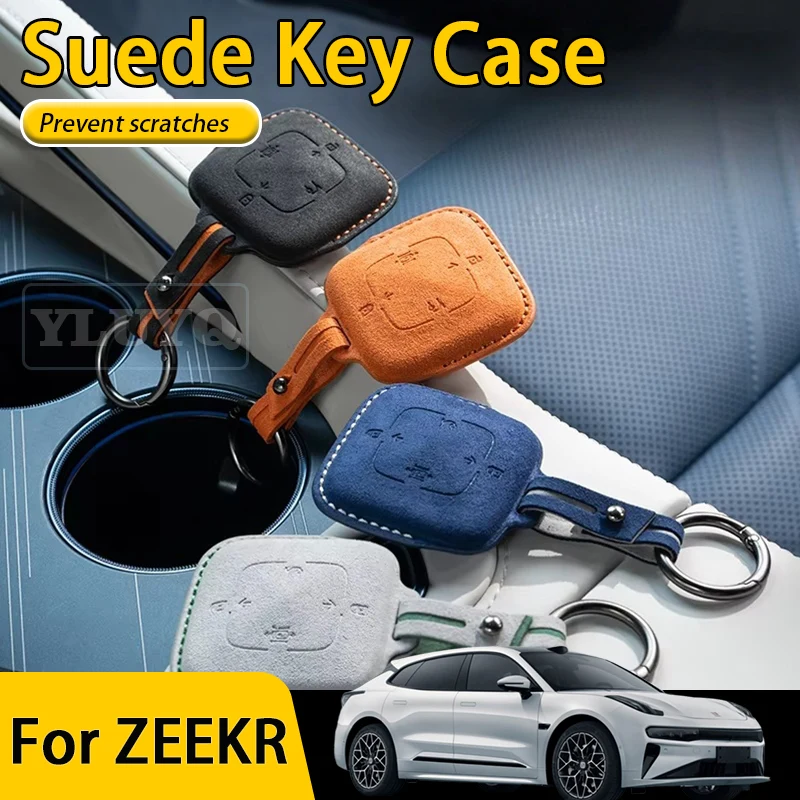

For ZEEKR 001 Car Key Case 007 X Suede Key Decorative Cover Buckle Shell Car Interior Accessories