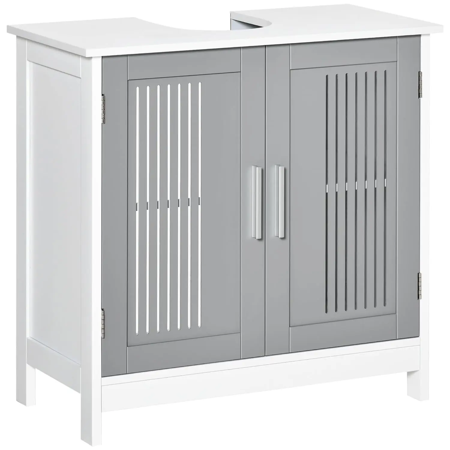 

Gray Pedestal Under Sink Cabinet 2 Doors Adjustable Shelves Bathroom Storage Cupboard Gray White Customized