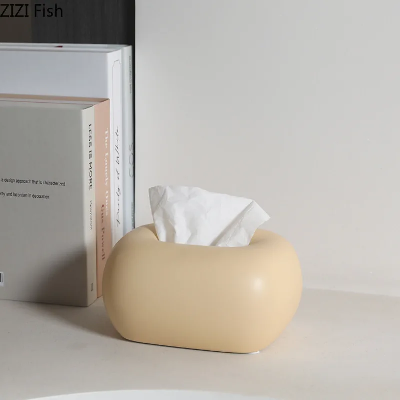 Creative Round Corner Tissue Box Coffee Table Desk Decoration Minimalism Ceramic Tissue Box Bedside Table Paper Towel Case