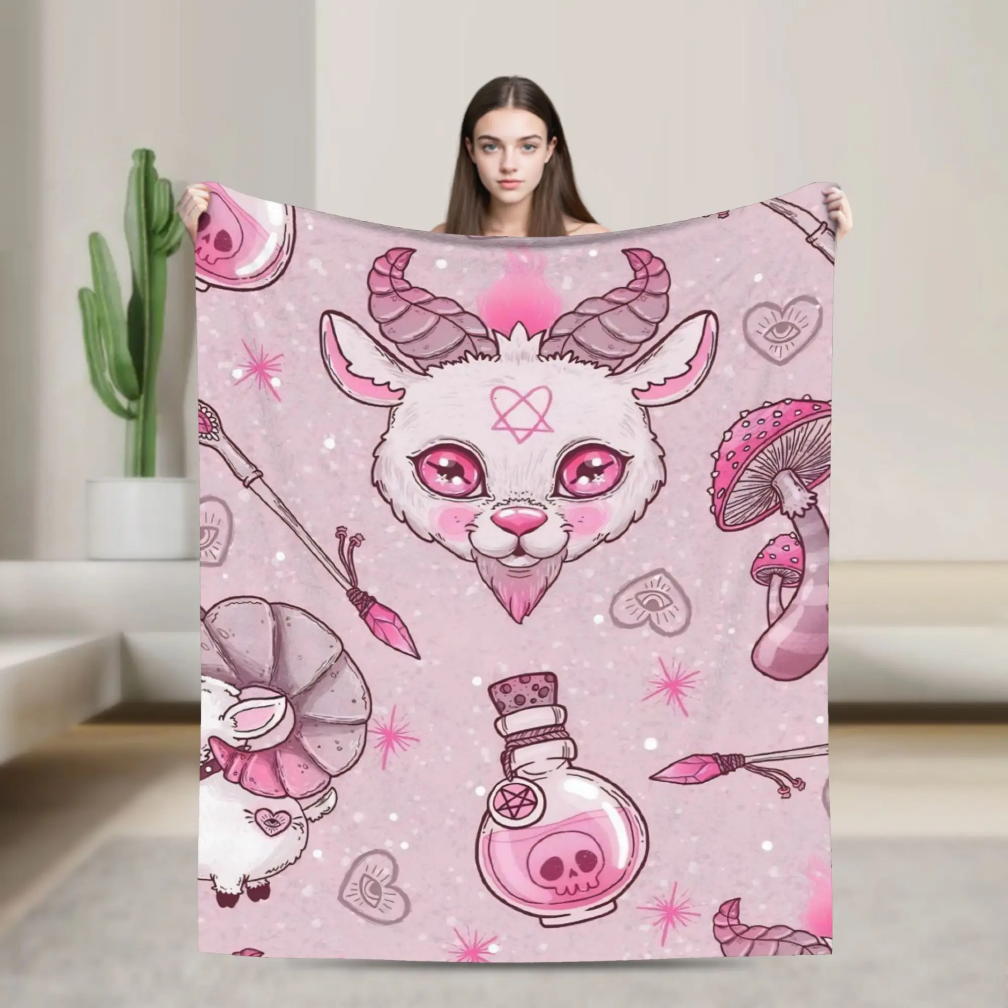 Halloween Gothic Blankets Mystical Magics Wool Novelty Soft Throw Blankets for Home  Winter