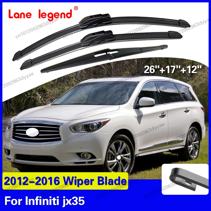 Para Infiniti JX35 2012-2016, Escobillas Limpiaparabrisas Delanteras y Traseras de 26"+17"+12", Accesorios para Auto