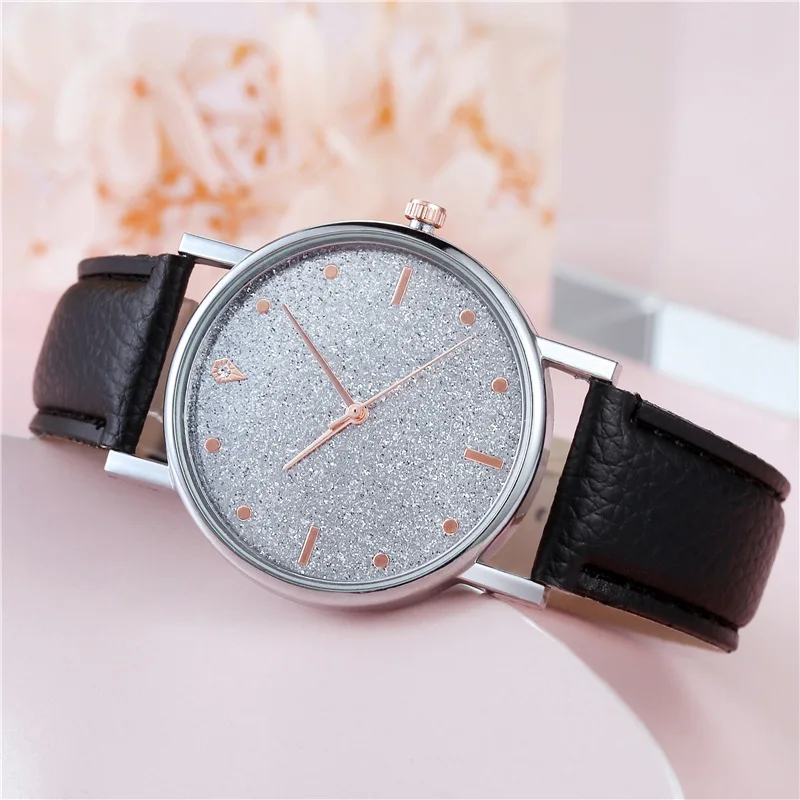 Nova pulseira de couro simples relógios femininos preto analógico quartzo relógio de pulso moda luxo senhoras ouro rosa relógio montre