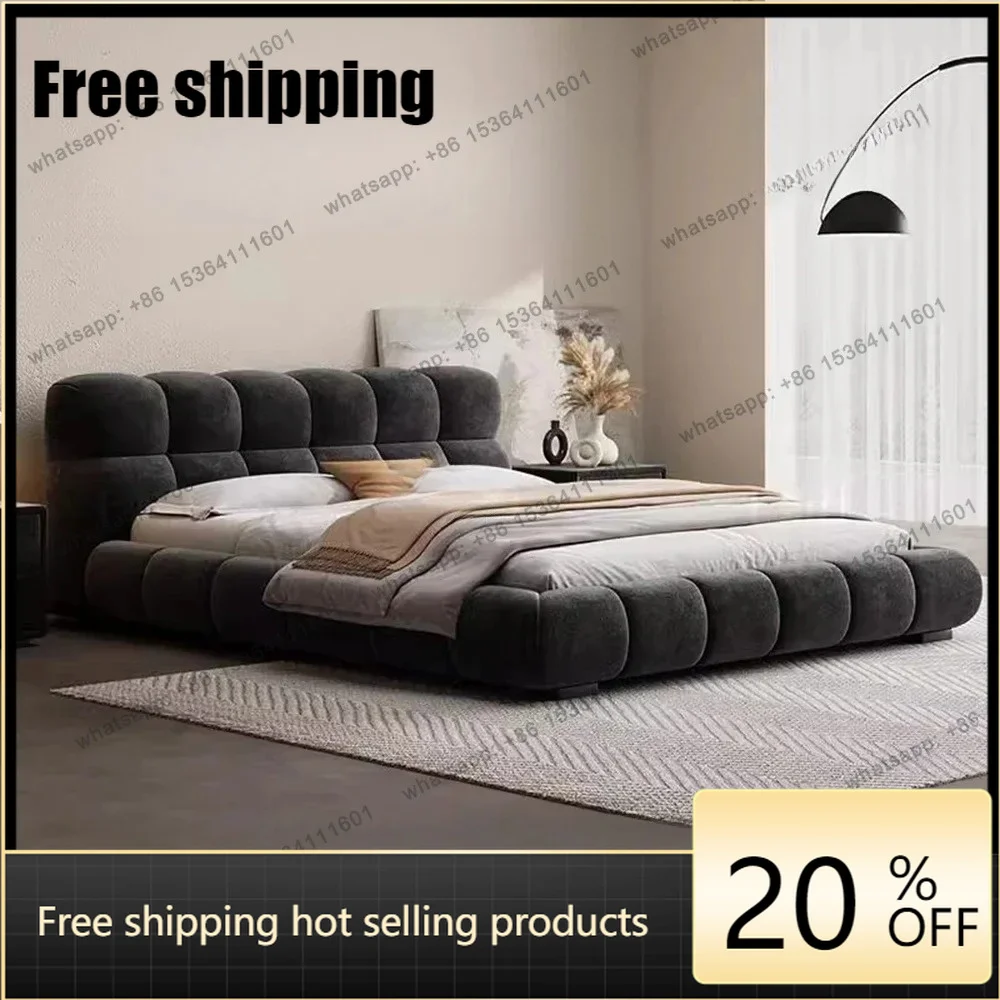 Cama Casal Queen Nórdica X4 com Cabeceira Luxuosa Preta, Cama Dupla 180x200 Multifuncional Moderna, Cama Box para Decoração de Casa