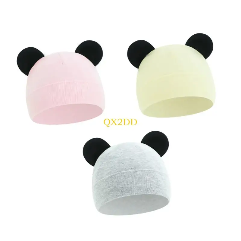 QX2d 3pcs الكروشيه قبعة دافئة متبكلة للوديدين الولادة الرضعية قبعة الأذن لطيف