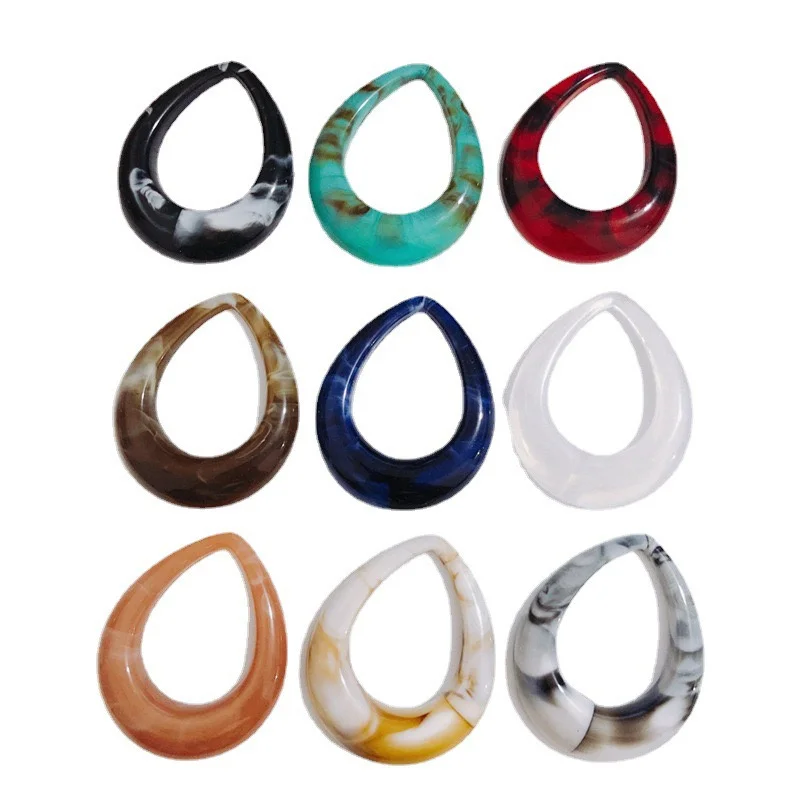 

Оптовая продажа, 50 шт./лот, цветной узор, принт, геометрия, овалы, форма капли воды, смоляные бусины, ювелирные изделия своими руками, кулон для одежды, аксессуар