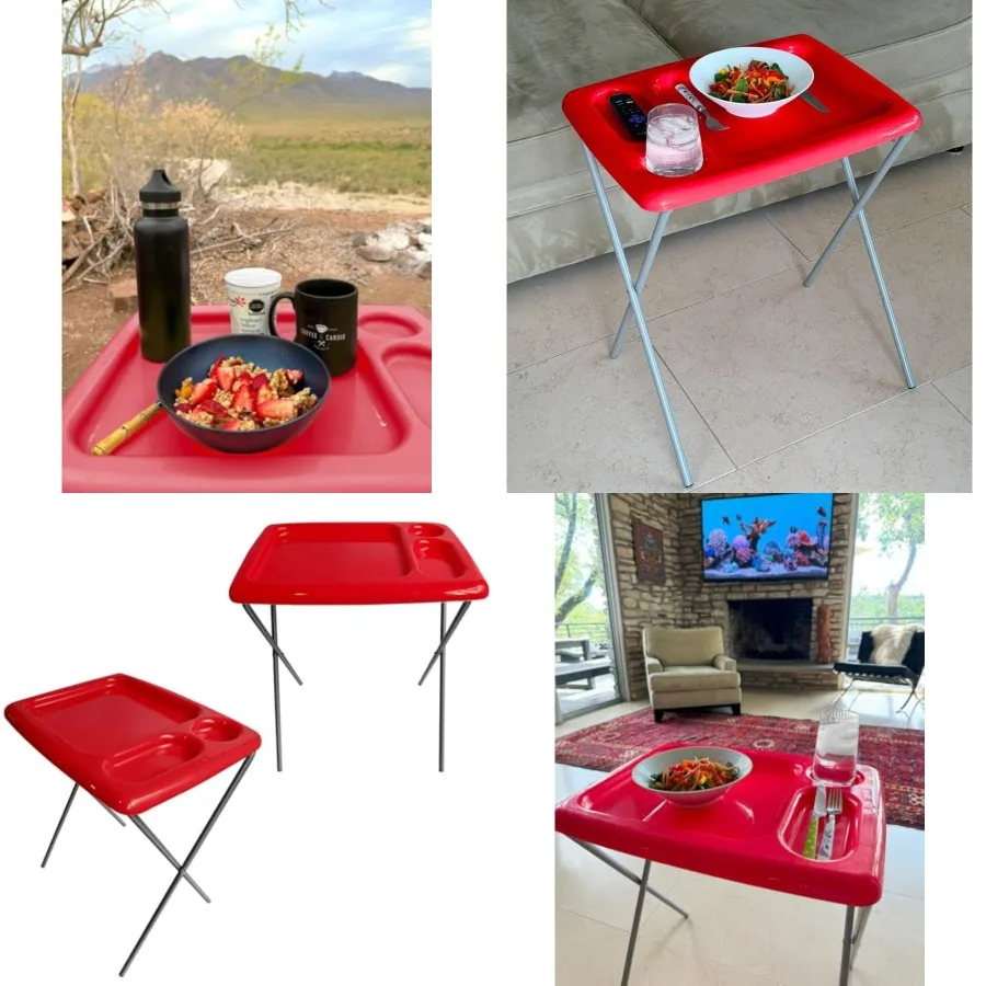 

Folding TV Tray Table Set of 2,, 17 x 22 x, Portable Indoor-Outdoor Glamping Trays with Space for TV Dinners, Laptop, Utensils,