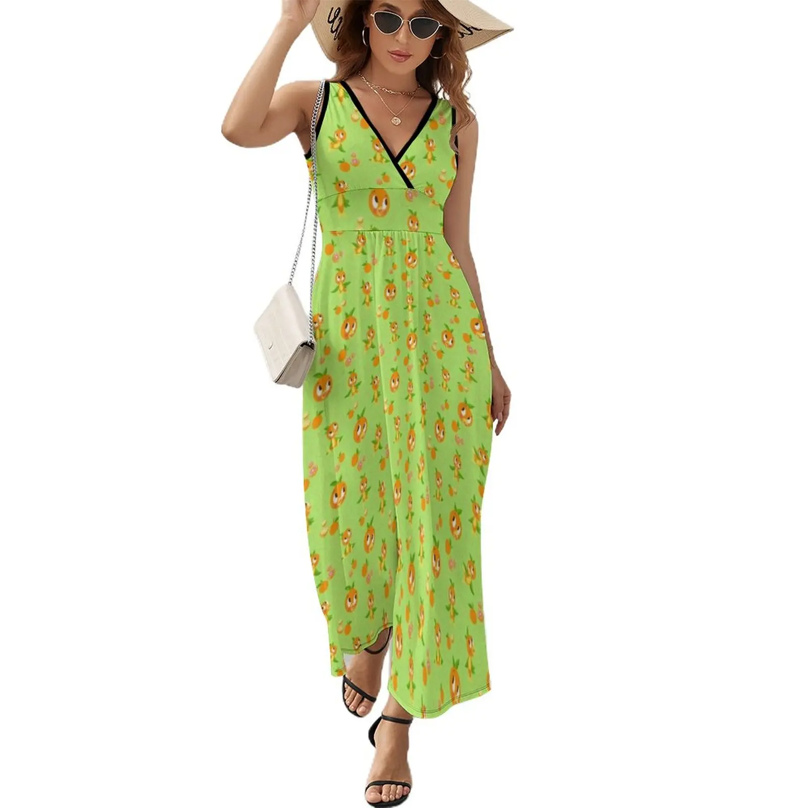 

Hello Sunshine! - Orange Bird (green background) Sleeveless Dress women's evening dresses 2023 summer dress for women 2023