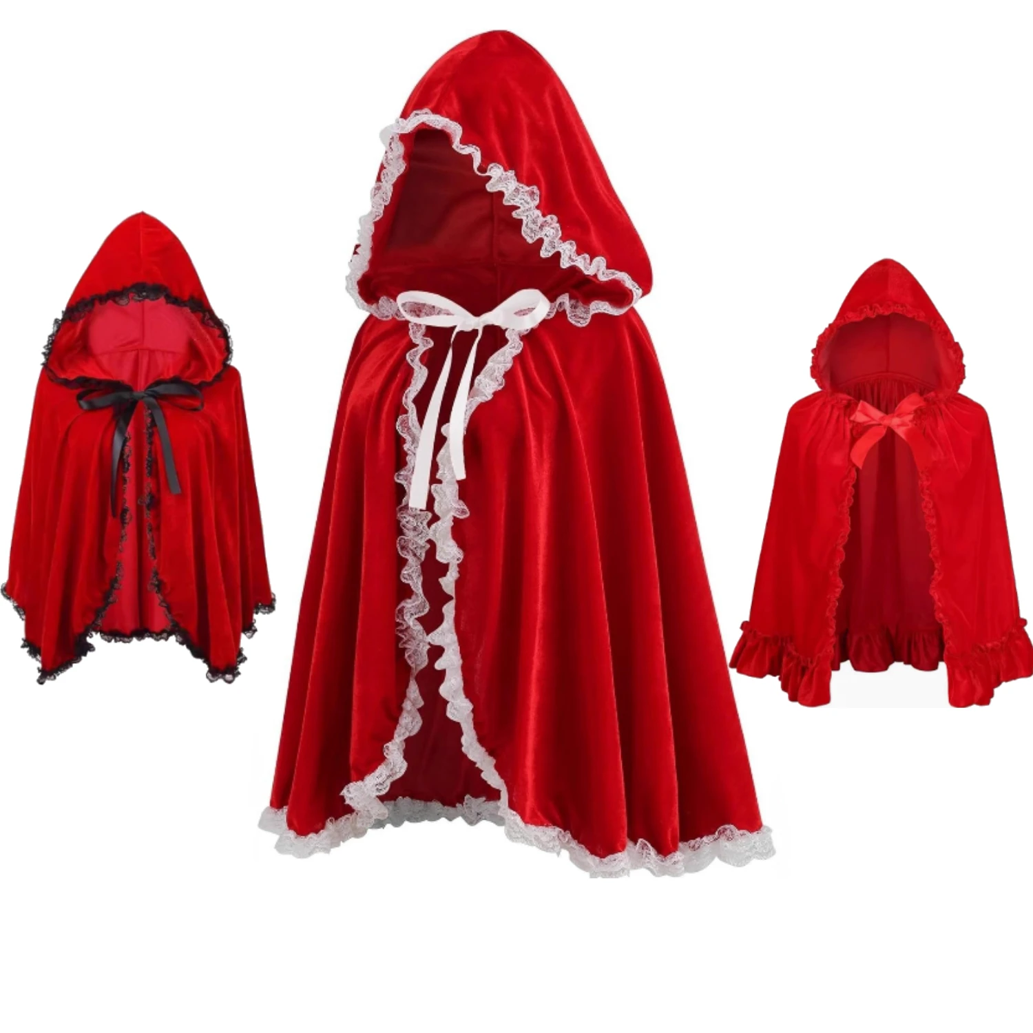 

Christmas Clothing Adult Christmas Cloak Cloak Red Riding Cosplay Red Lace Short Shawl Cape santa Carnival Party Christmas Cloak