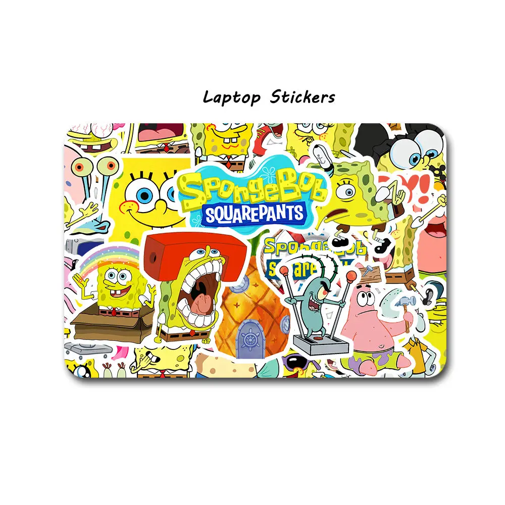 50pcs Anime SpongeBob Stickers Cartoon Kawaii Laptop Phone Guitar Skateboard Decoration Graffiti Sticker Kids Book Gift Toy