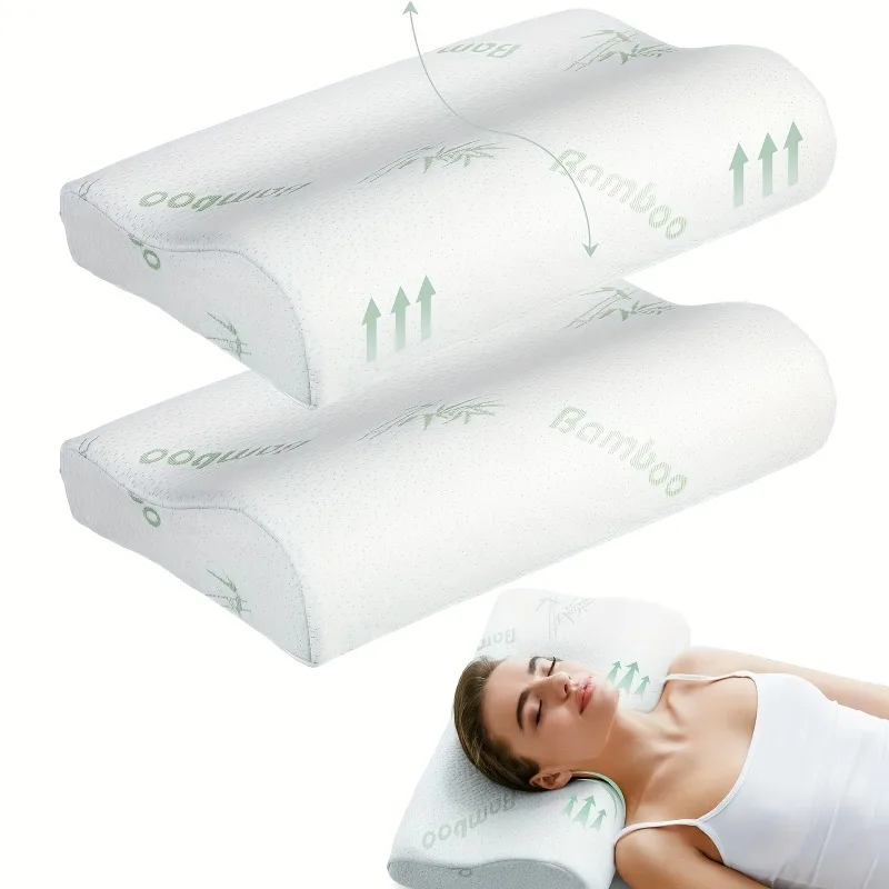 Bamboo Fiber Pillow Slow Rebound Health Care Memory Foam Pillow Memory Foam Pillow Orthopedic Pillows Support Neck