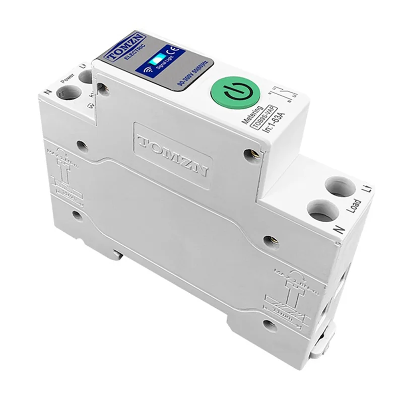 ABDE-TOMZN TOB9S-VAP TUYA Smartlife 63A 1P + N WIFI Smart Switch Meteran Energi Kwh Metering Pemantauan Circuit Breaker Timer Relay