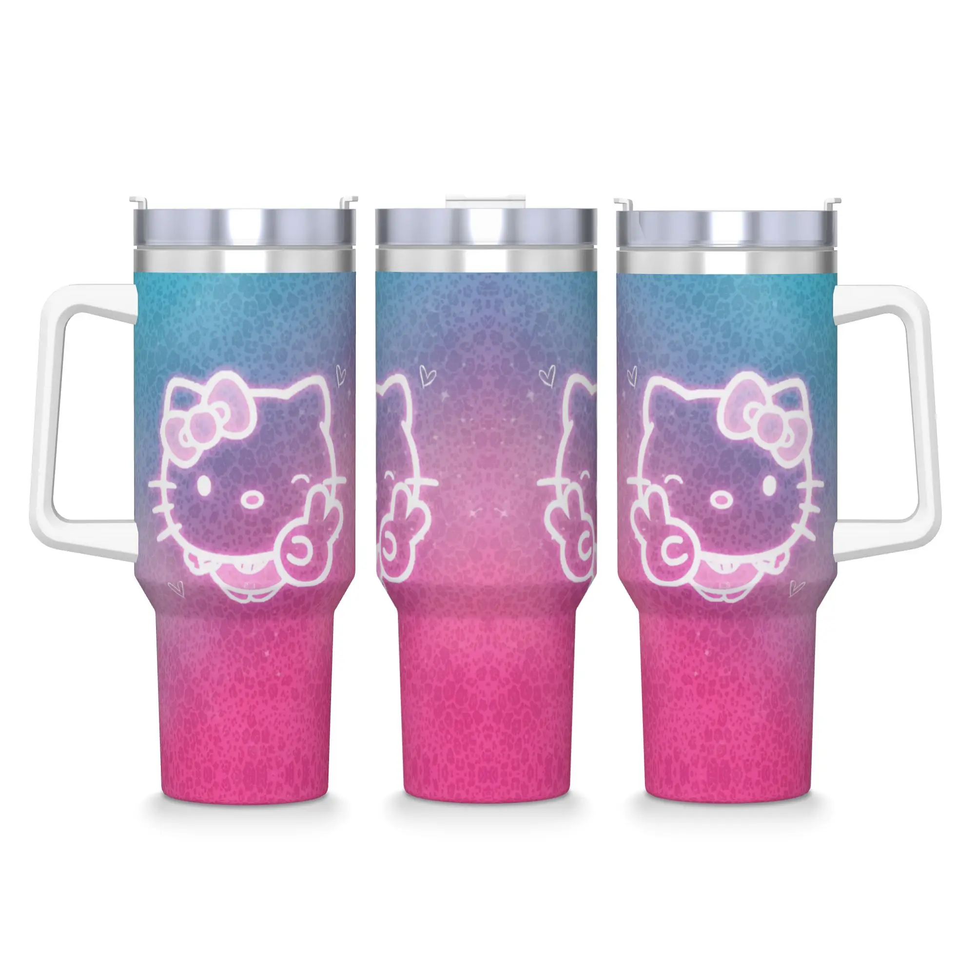 

Hello Kitty стакан с радужным принтом, бутылка для горячих напитков, вода, сохранение тепла, кофейная кружка из нержавеющей стали, кружки для кемпинга на заказ, чашка