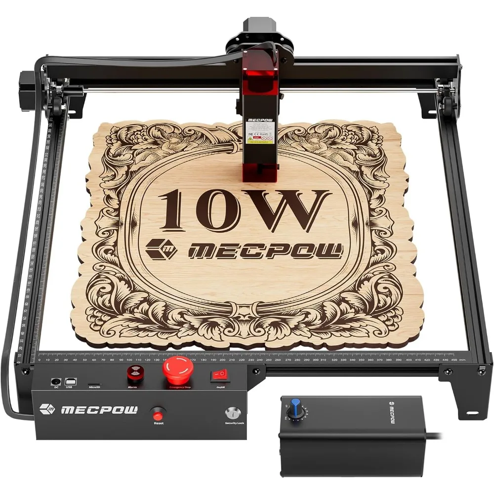 Engraver with Air Assist, 60W Laser Cutter, 10W Output Laser Engraving Cutting Machine, Laser Engraver for