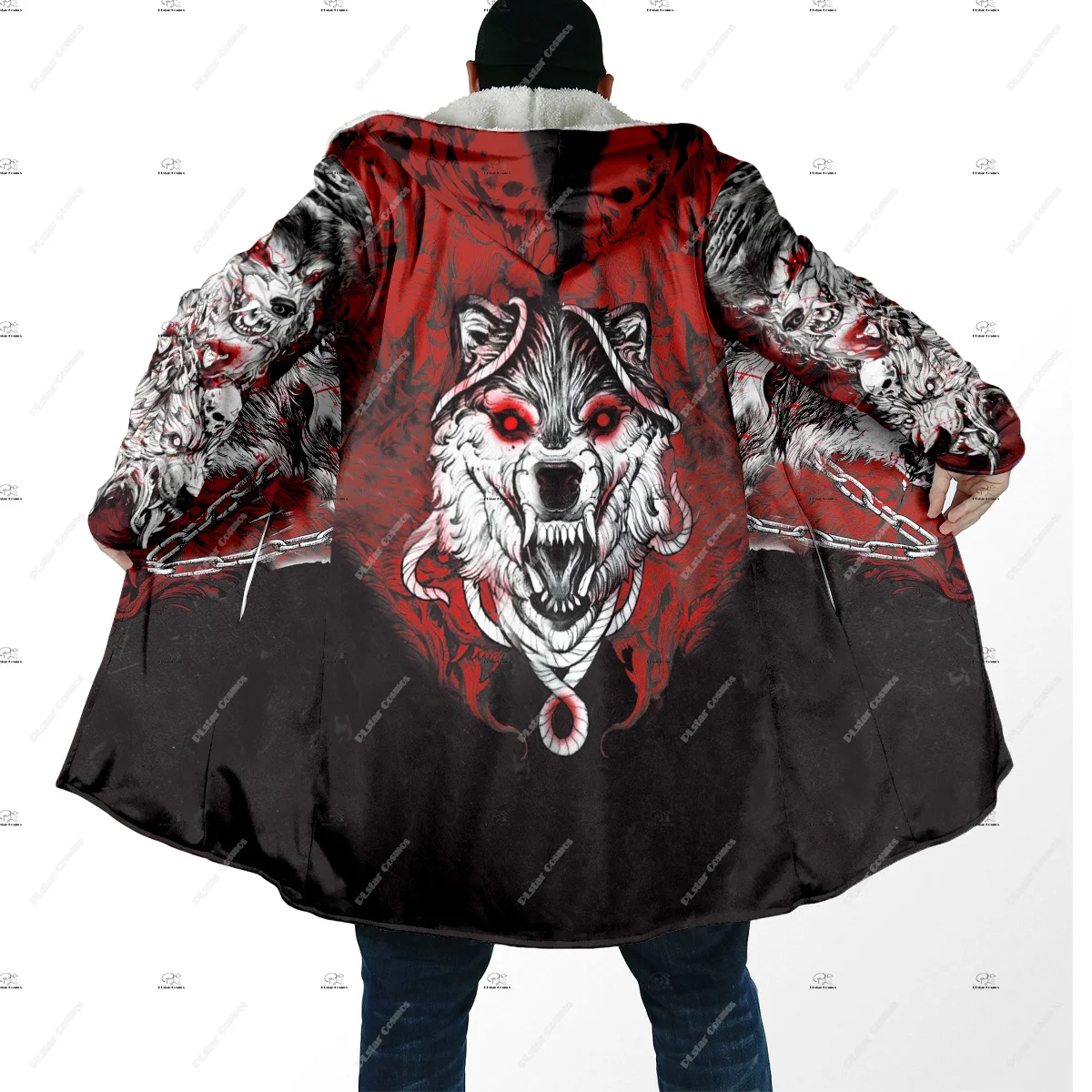 

Norse Mythology Odin God Warriors Fenrir Wolf Cosplay Tattoo Vintage Retro 3DPrint Winter Casual Overcoat Hoody Cloak Fleece X4