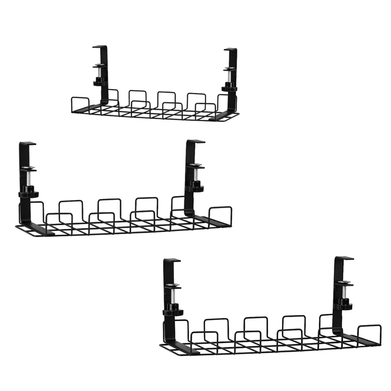 

No Drilling Under Desk Cable Management, Metal Under Desk Cable Management With High Capacity,40X13.5X15cm