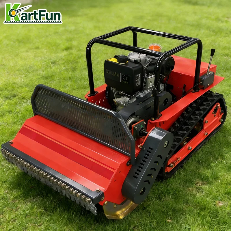 

All Terrain Wireless RC Lawn Mower 608cc 1200mm Cutting Size Heavy Duty Remote Mower for Wetland Rough Grassland Hill