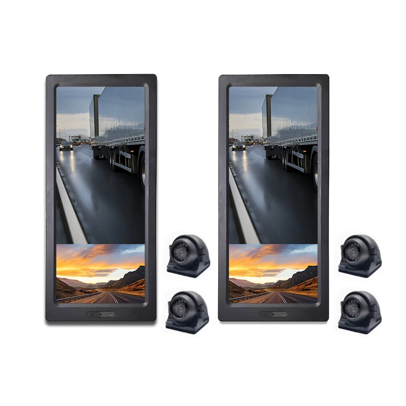 4CH 12.3 Inch AHD Split-Screen Truck Monitor TF Card 1TB Backup Reverse Cameras Parking Assistance Night View DC 12V