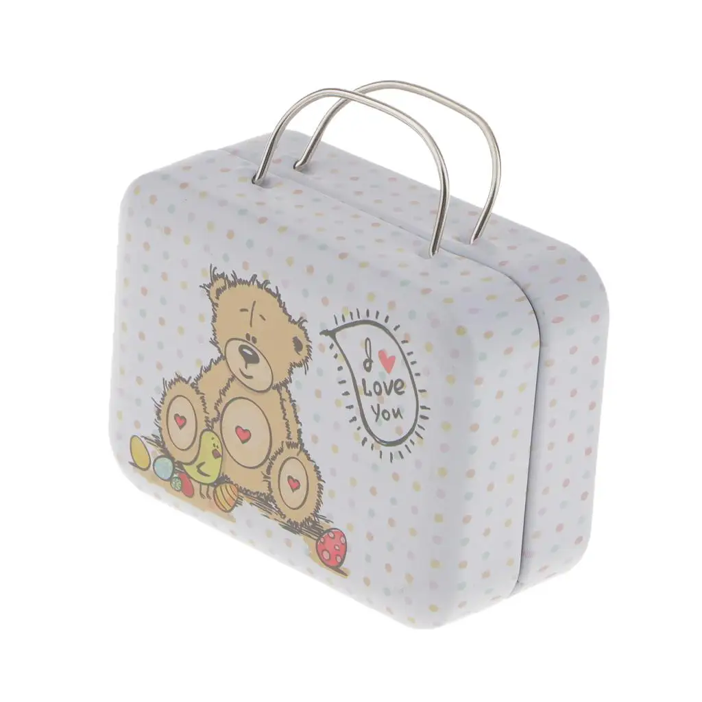 Mini Metal Storage Box Vintage Tin Case Cute Suitcase Style Small Candy Box for Home Decor and Wedding Gift