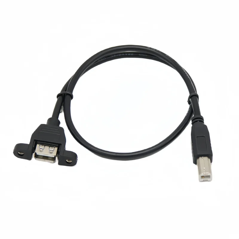 Kabel Ekstensi USB 2.0 Tipe A Female ke Printer USB-B Tipe Male dengan Lubang Sekrup Tetap