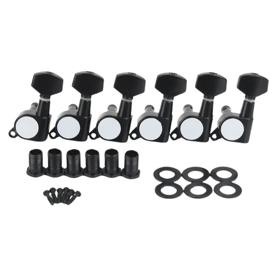 Gearlly 6Pcs/Set Electric Guitar Machine Heads Guitar Tuning Keys Strings Tuners Pegs Black Small Button Guitar Accessories