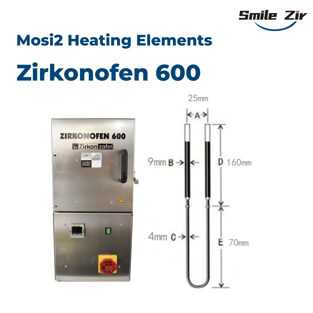 Elemento calefactor Mosi2 para horno dental Zirkonofen 600 1800 ° Uso dental del laboratorio del horno de sinterización de la resistencia del disilicuro de molibdeno C